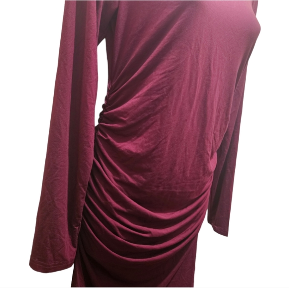 Smallshow Maternity Dress Long Sleeve Pregnancy Clothes Women Small Burgandy - Picture 3 of 5